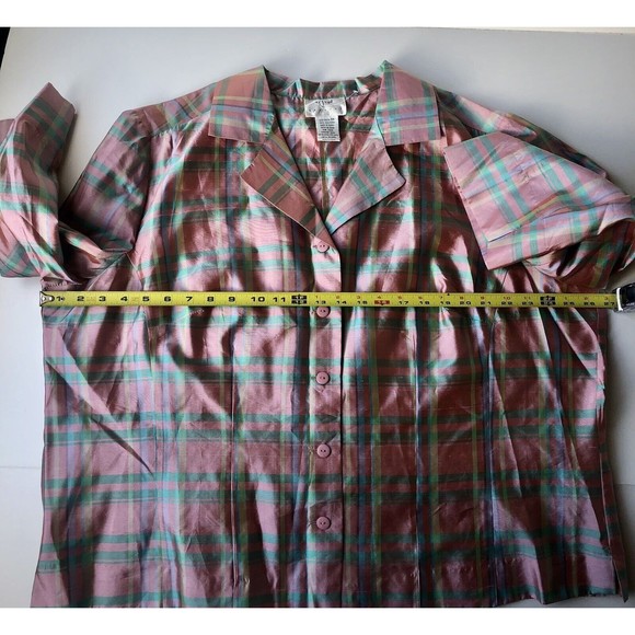 Vision Apparel Plaid Shimmer 3X Blouse - Picture 8 of 9